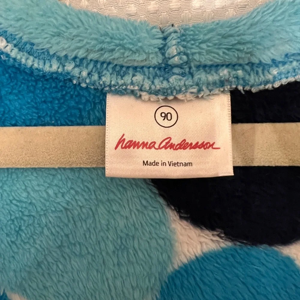 Hanna Andersson Plush Blue and Black Polka Dot fleece jacket - Picture 4 of 15